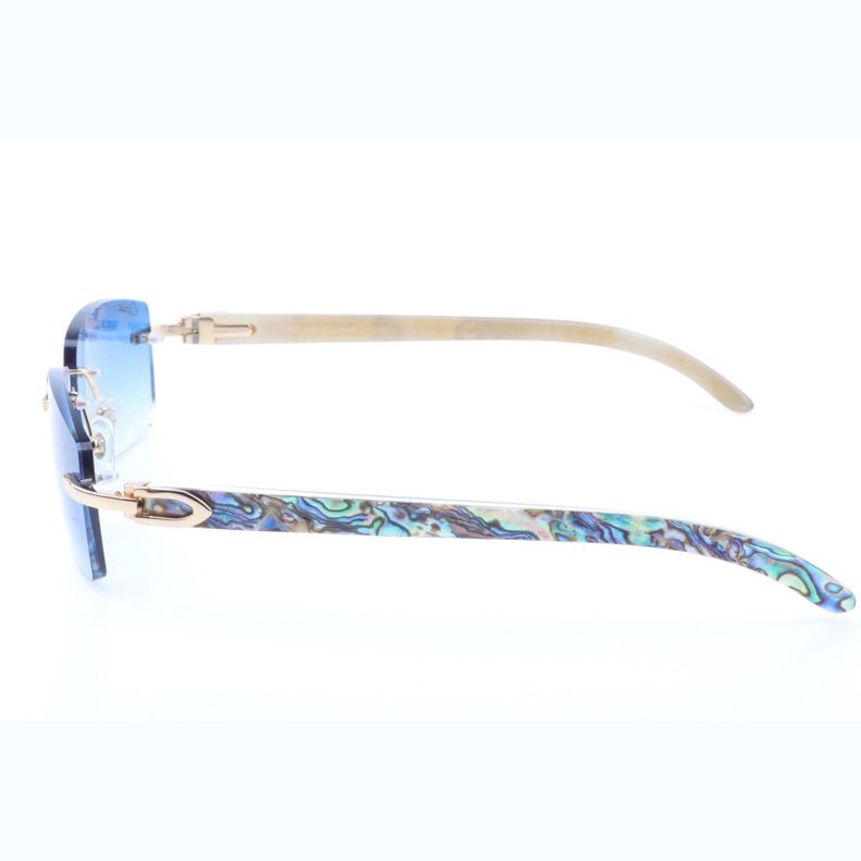 Cartier CT_3524012 Shell Mix White Buffalo Sunglasses In Gold Gradient Blue - DopestKickz