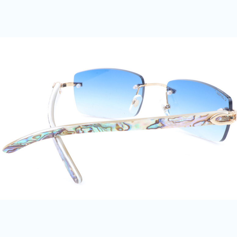 Cartier CT_3524012 Shell Mix White Buffalo Sunglasses In Gold Gradient Blue - DopestKickz