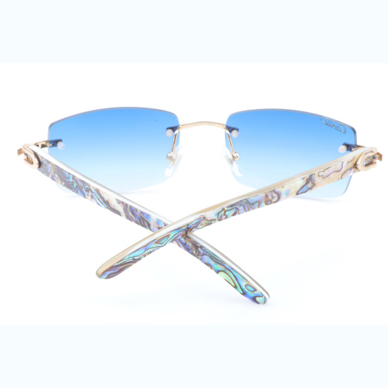 Cartier CT_3524012 Shell Mix White Buffalo Sunglasses In Gold Gradient Blue - DopestKickz