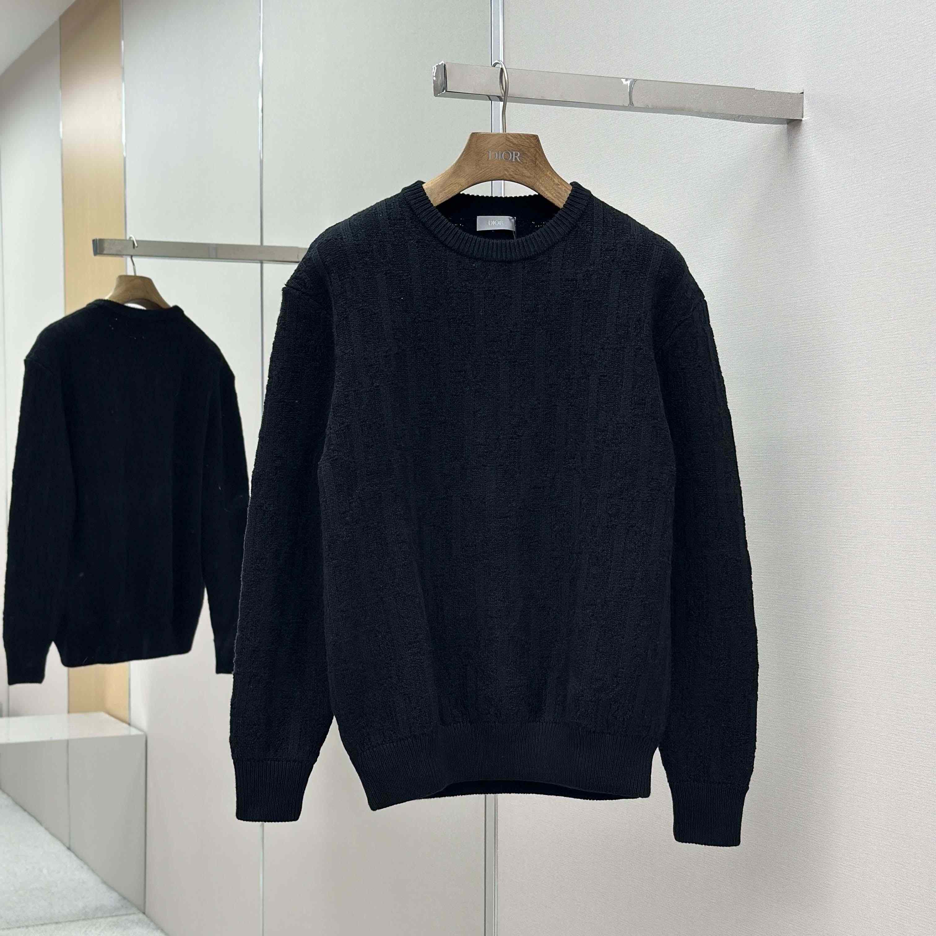Dior Oblique Sweater Black Cotton-Blend Jacquard - DopestKickz