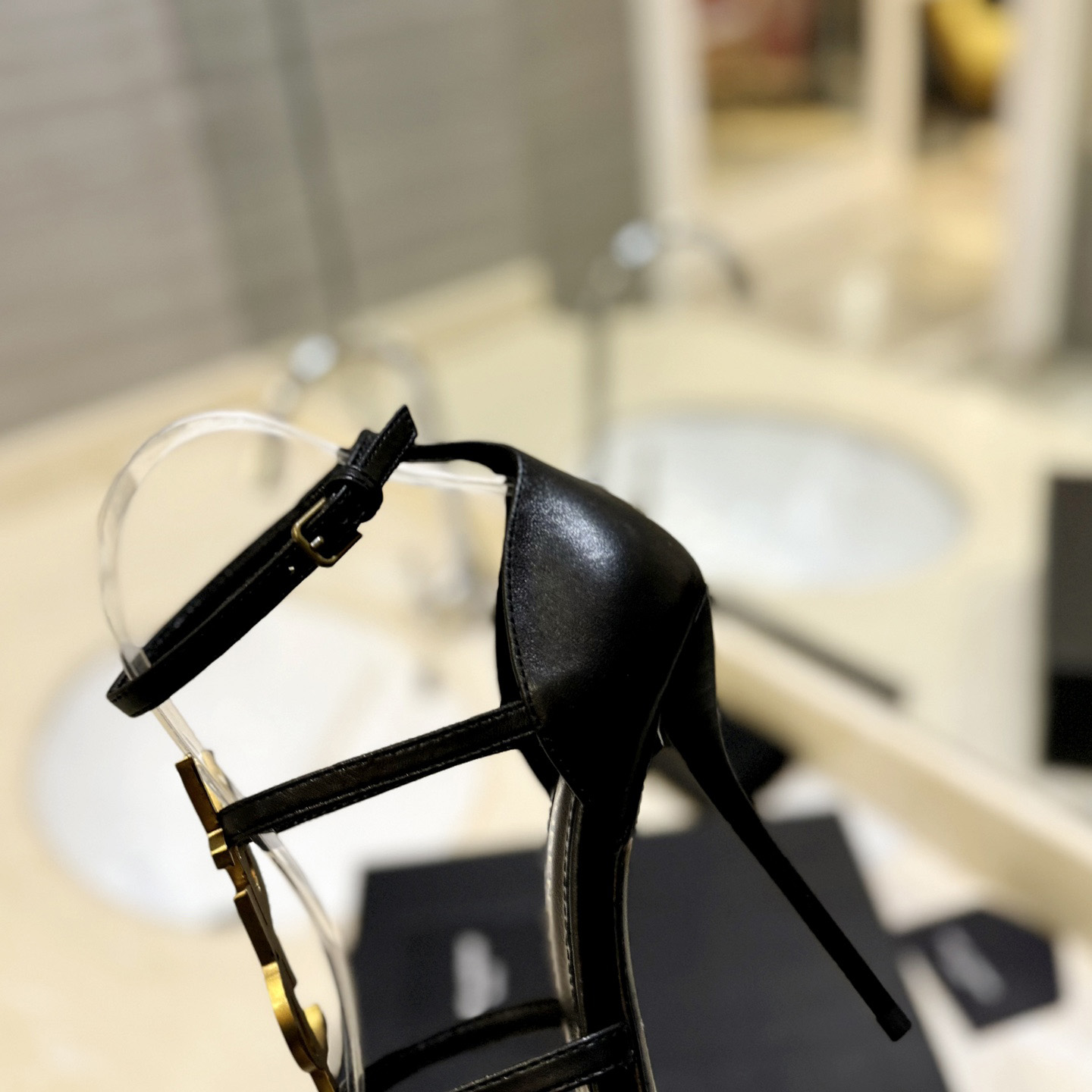 Saint Laurent Cassandra Sandals In Patent Leather - DopestKickz