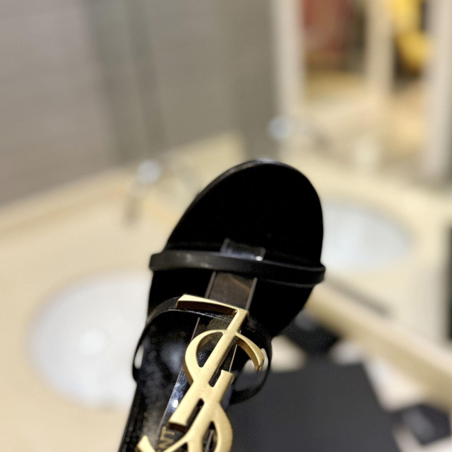 Saint Laurent Cassandra Sandals In Patent Leather - DopestKickz