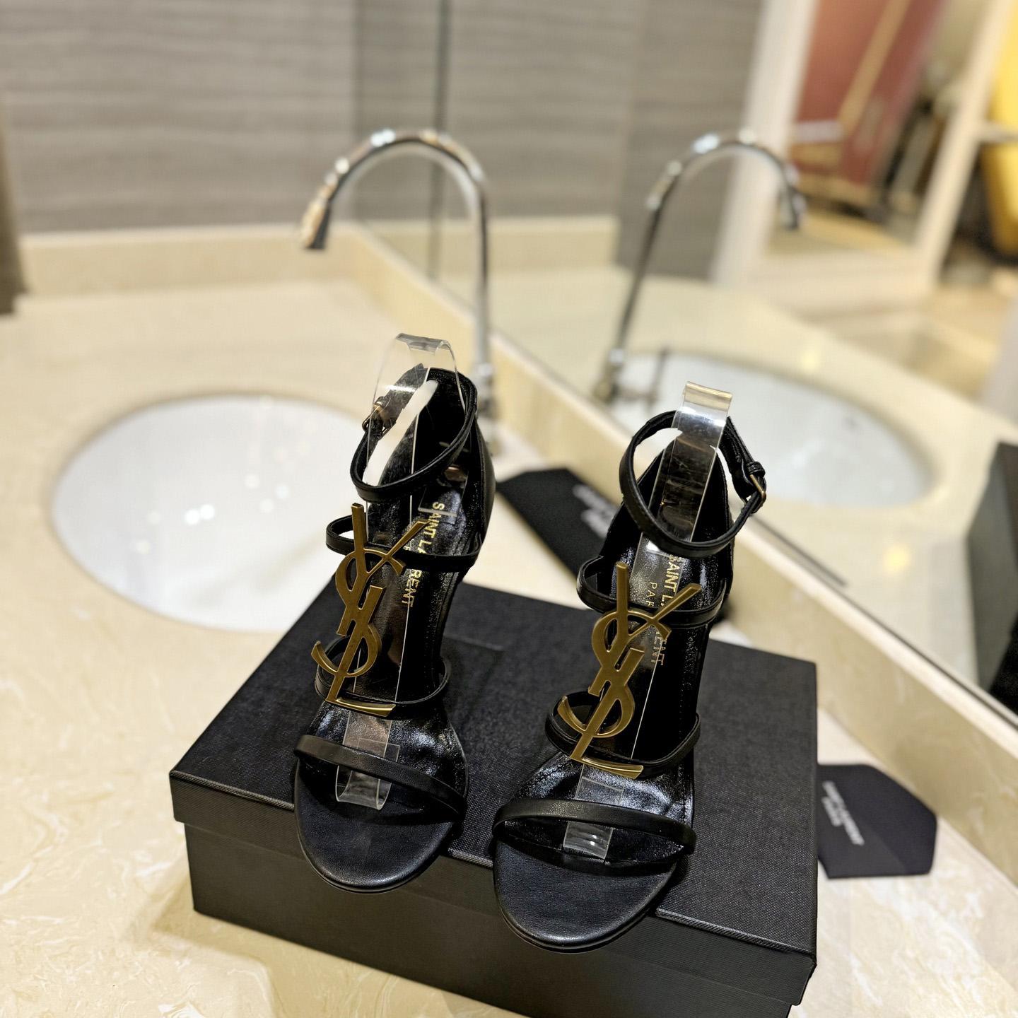 Saint Laurent Cassandra Sandals In Patent Leather - DopestKickz