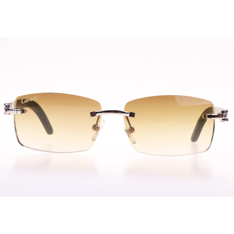 Cartier CT_3524012 Green Wood Sunglasses In Silver Brown - DopestKickz