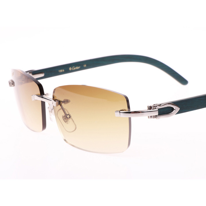 Cartier CT_3524012 Green Wood Sunglasses In Silver Brown - DopestKickz