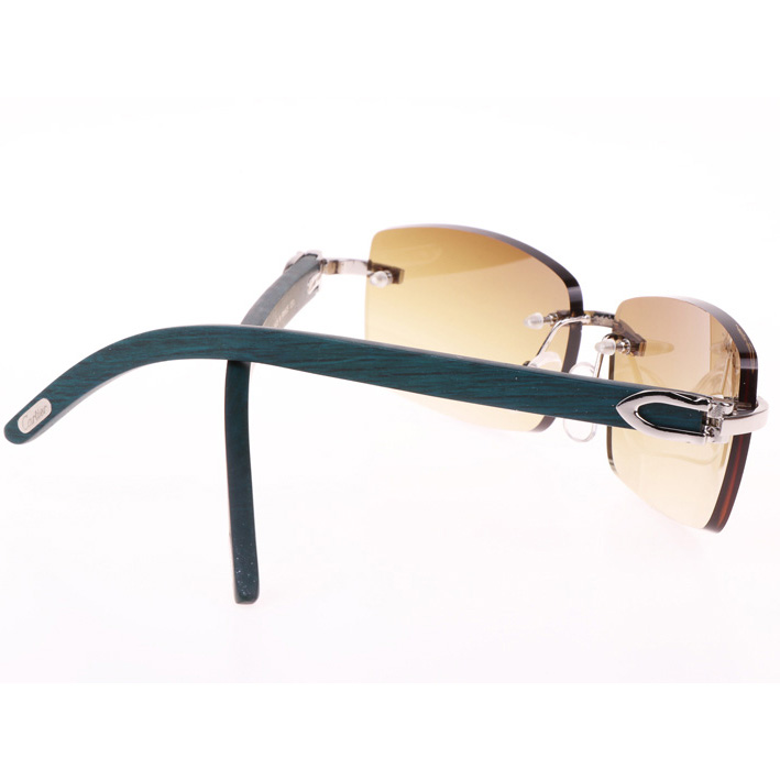 Cartier CT_3524012 Green Wood Sunglasses In Silver Brown - DopestKickz
