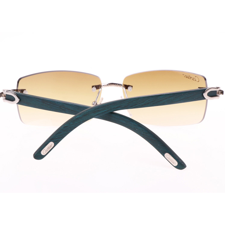 Cartier CT_3524012 Green Wood Sunglasses In Silver Brown - DopestKickz