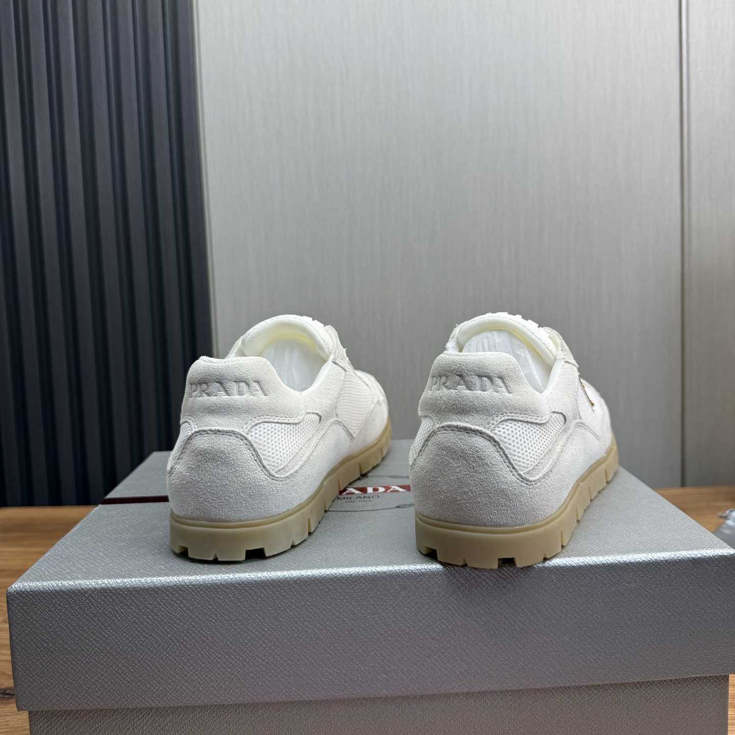 Prada Trail Mesh Fabric And Suede Sneakers - DopestKickz