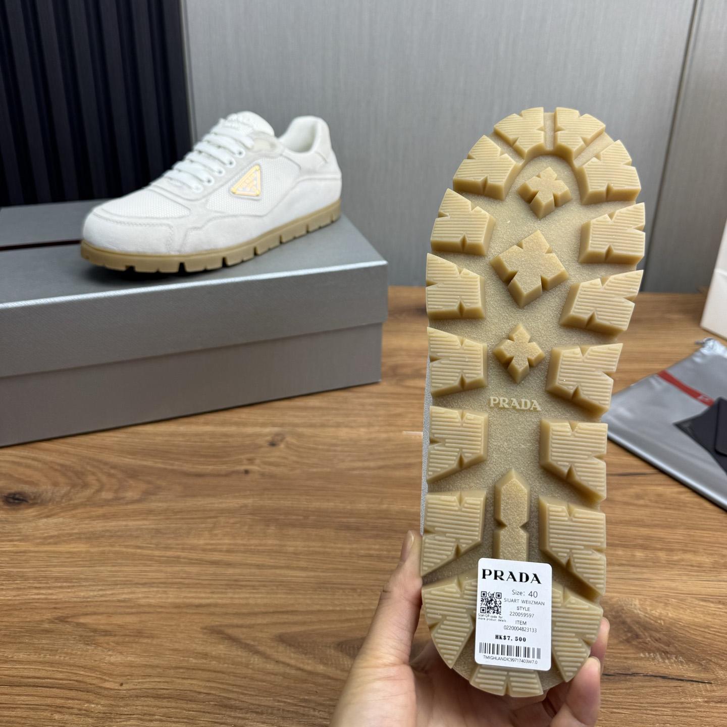 Prada Trail Mesh Fabric And Suede Sneakers - DopestKickz