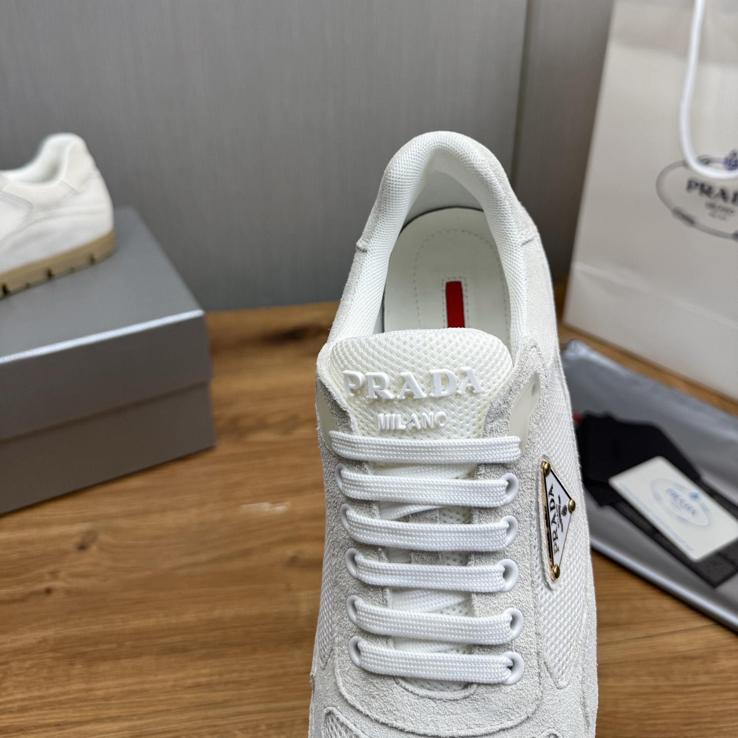 Prada Trail Mesh Fabric And Suede Sneakers - DopestKickz