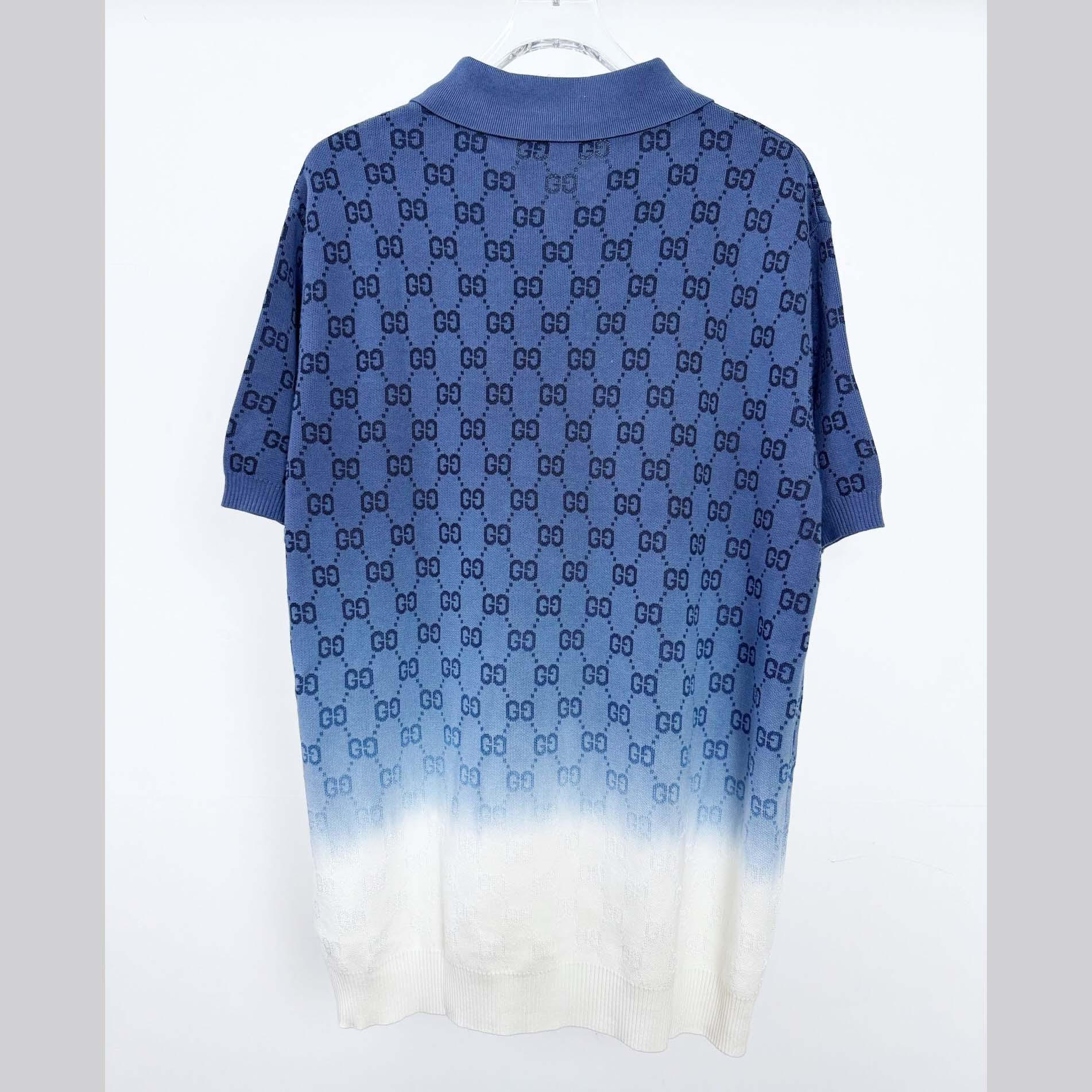 Gucci GG Cotton Knit Jacquard Polo Shirt - DopestKickz