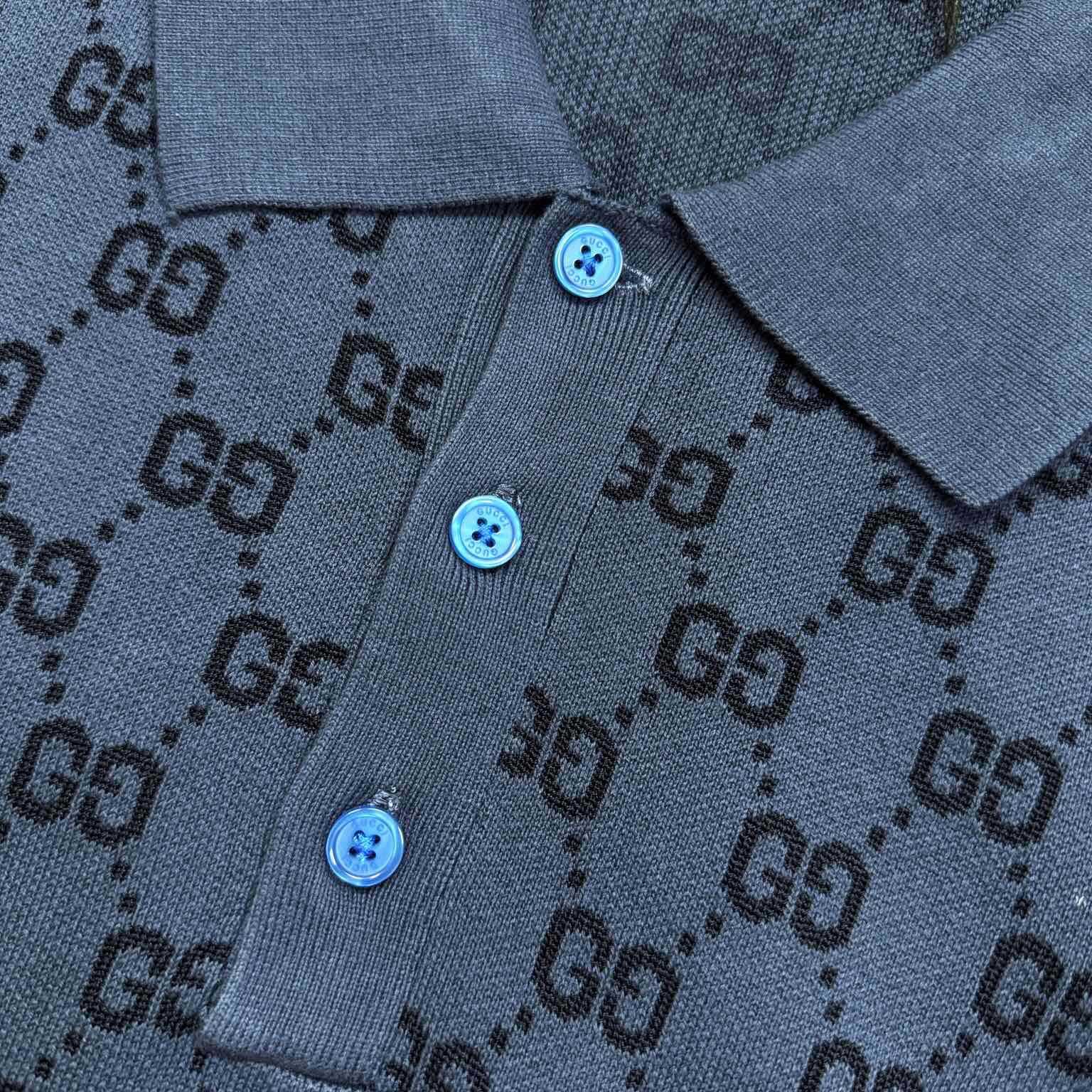 Gucci GG Cotton Knit Jacquard Polo Shirt - DopestKickz