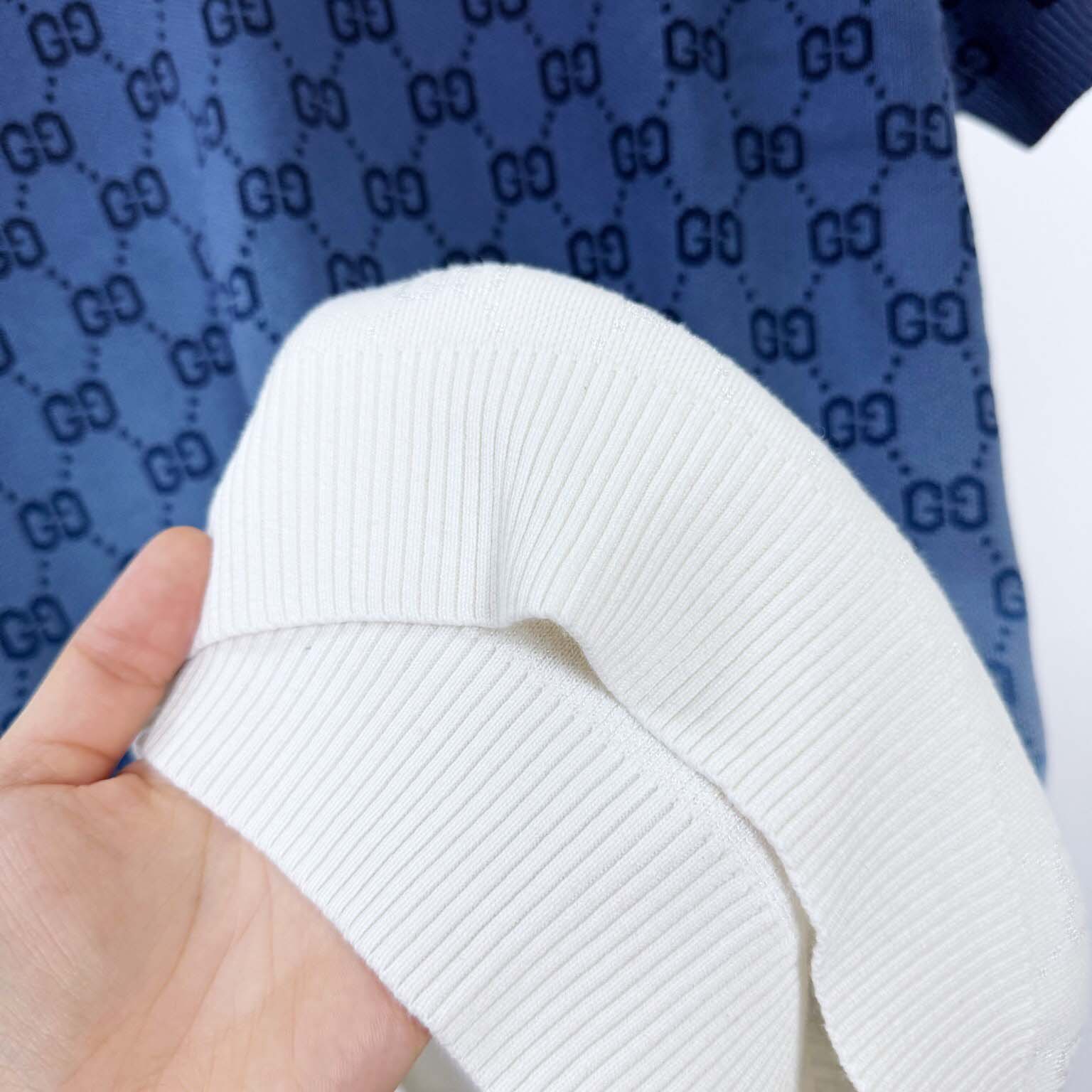 Gucci GG Cotton Knit Jacquard Polo Shirt - DopestKickz