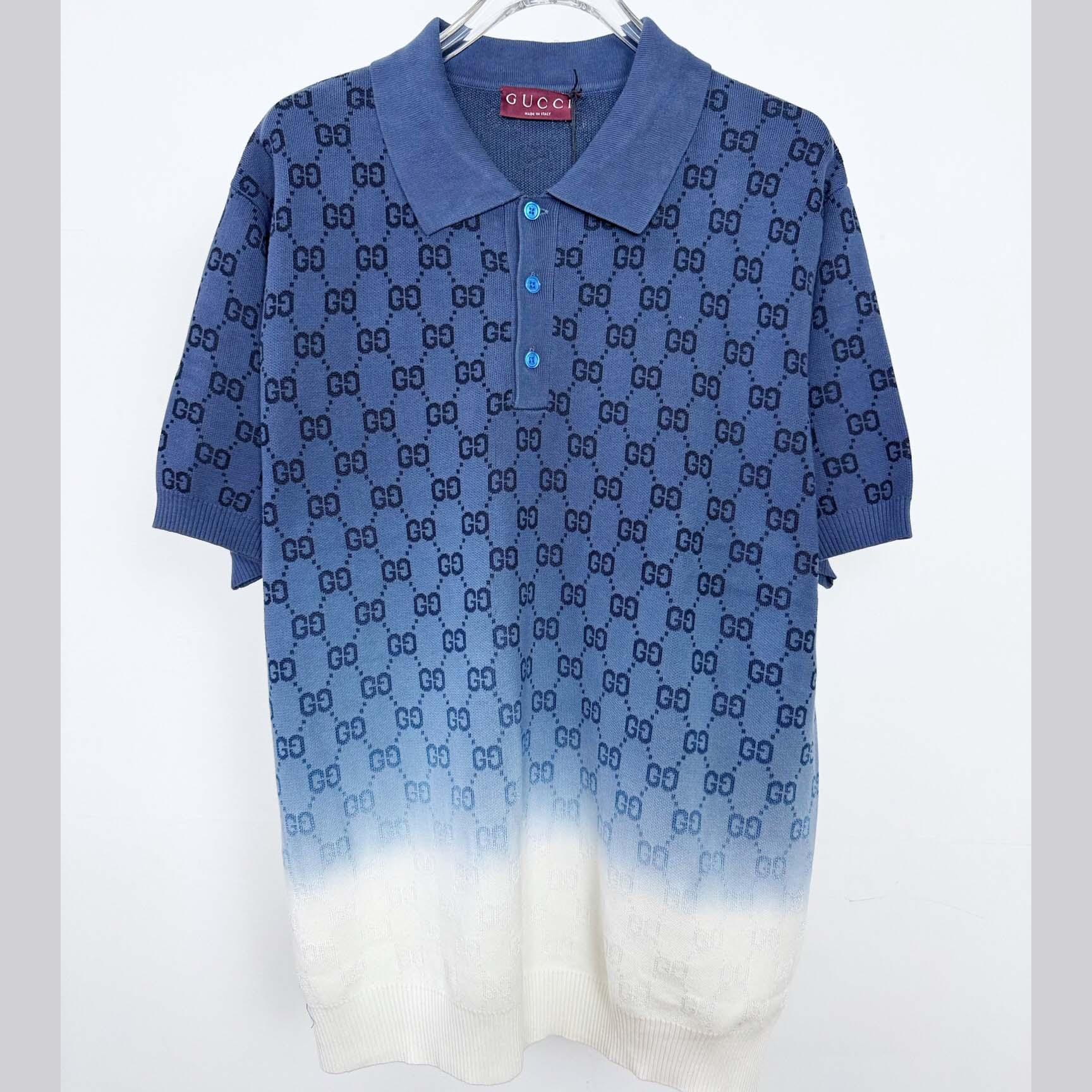 Gucci GG Cotton Knit Jacquard Polo Shirt - DopestKickz