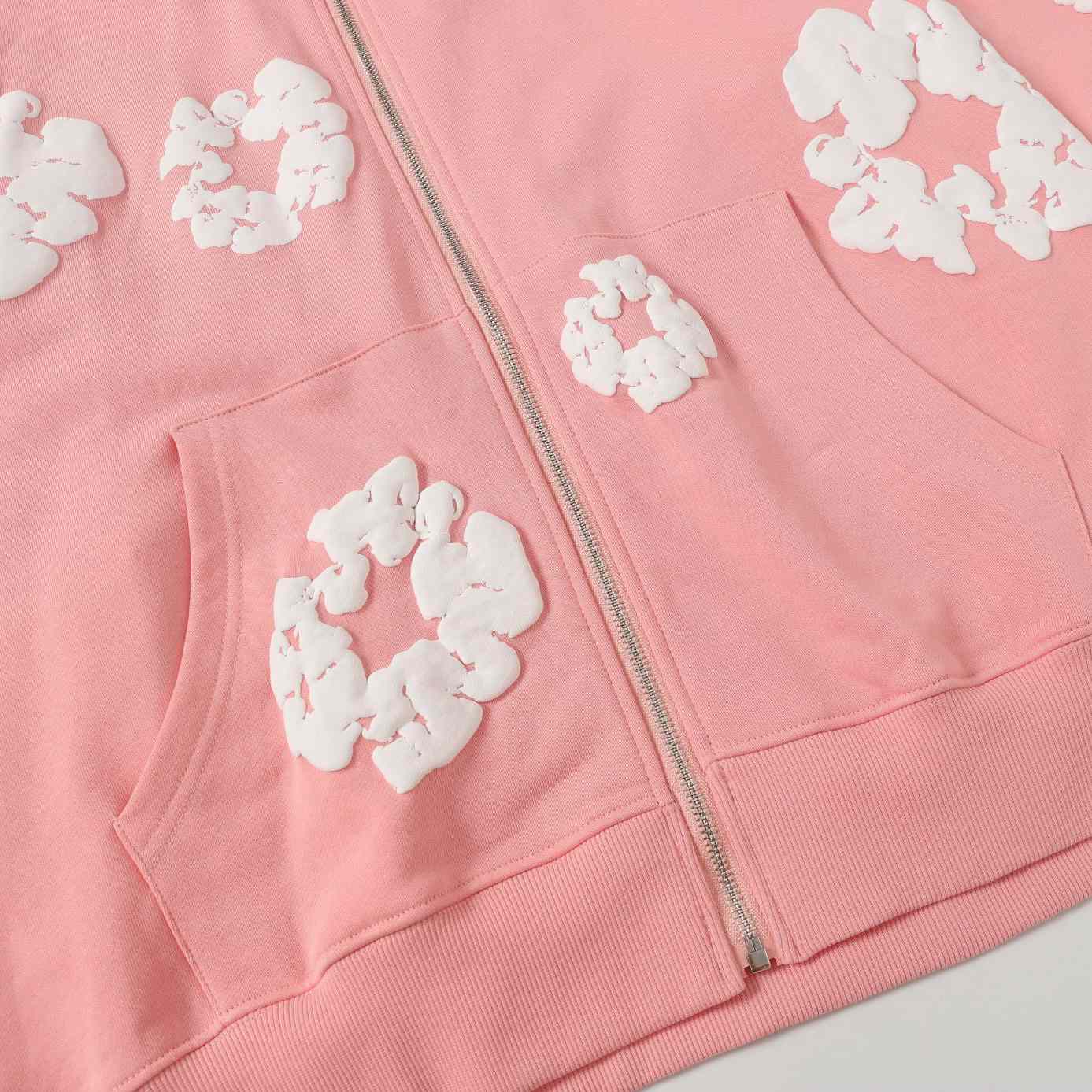 Denim Tears Cotton Wreath Zip Hoodie Pink - DopestKickz