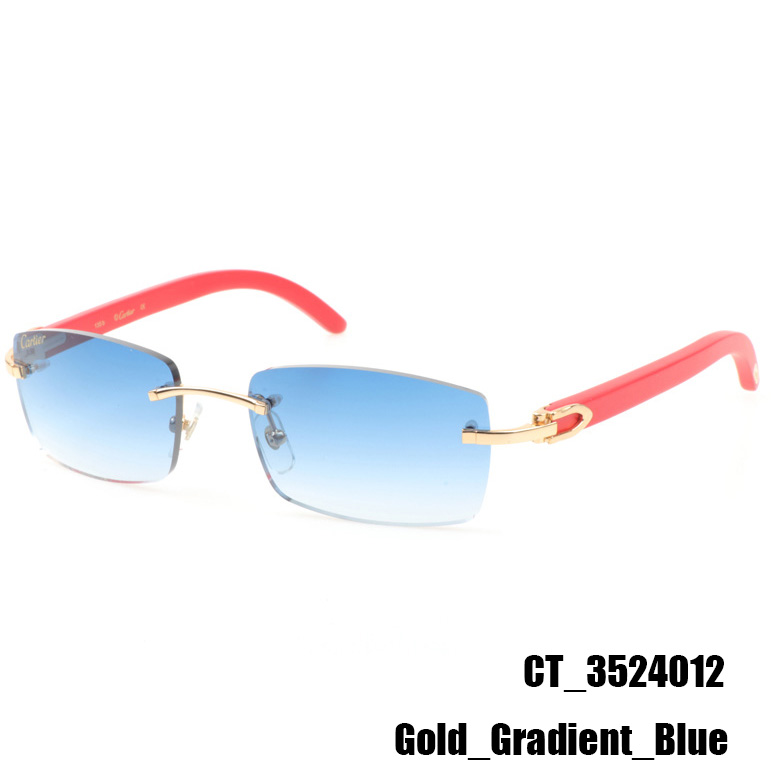 Cartier CT_3524012 Red Wood Sunglasses In Gold Gradient Blue - DopestKickz