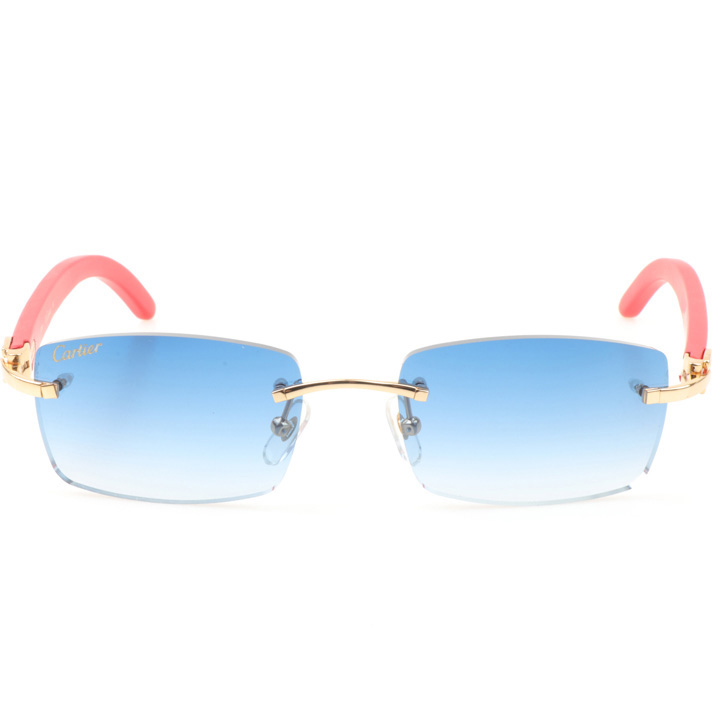Cartier CT_3524012 Red Wood Sunglasses In Gold Gradient Blue - DopestKickz