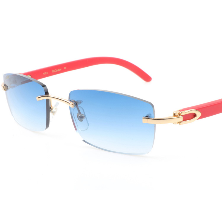 Cartier CT_3524012 Red Wood Sunglasses In Gold Gradient Blue - DopestKickz