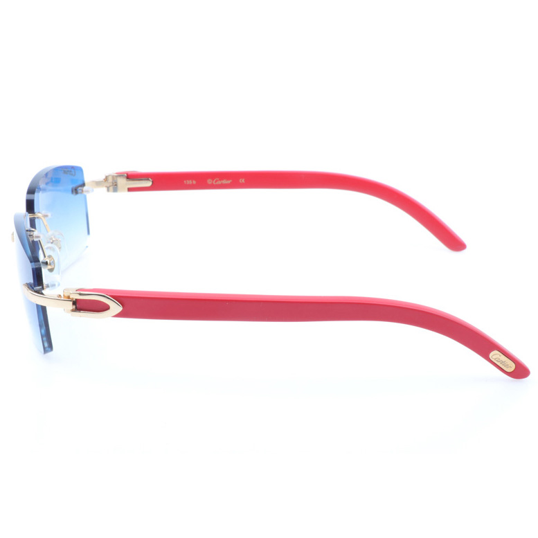 Cartier CT_3524012 Red Wood Sunglasses In Gold Gradient Blue - DopestKickz