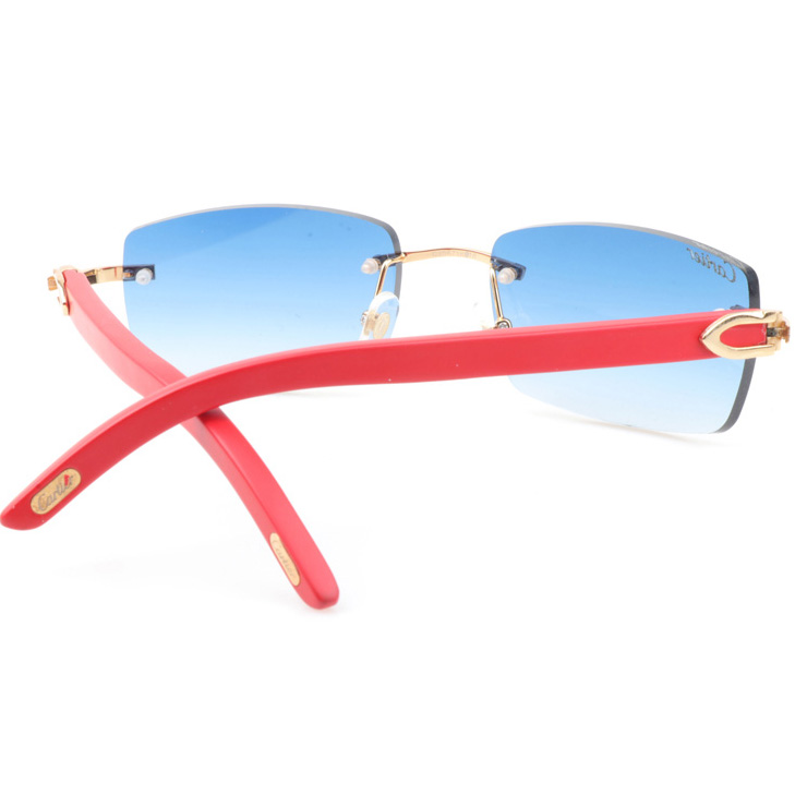 Cartier CT_3524012 Red Wood Sunglasses In Gold Gradient Blue - DopestKickz