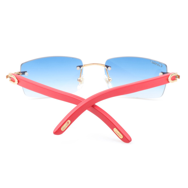 Cartier CT_3524012 Red Wood Sunglasses In Gold Gradient Blue - DopestKickz