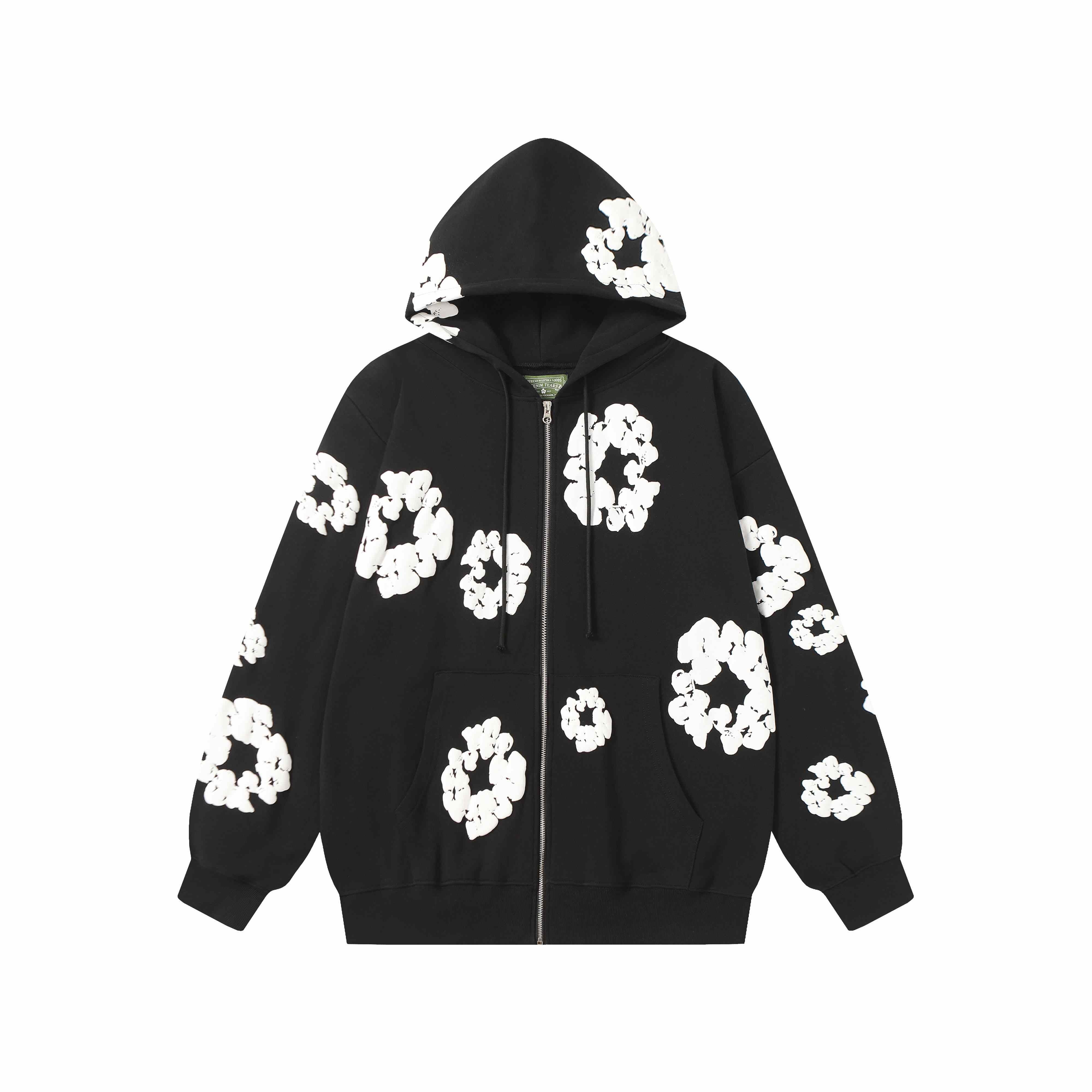 Denim Tears Cotton Wreath Zip Hoodie Black - DopestKickz