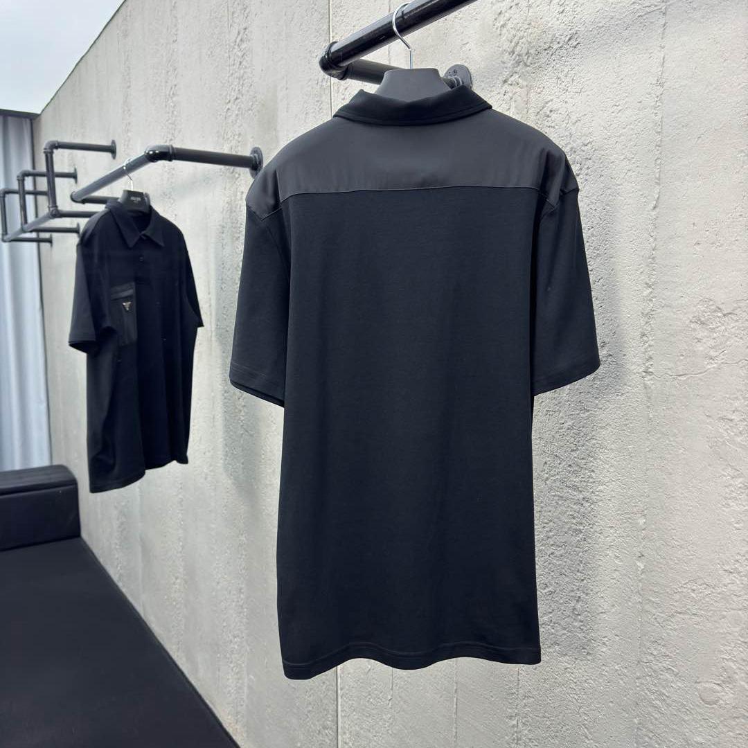 Prada Stretch Cotton Polo Shirt With Re-Nylon Details - DopestKickz