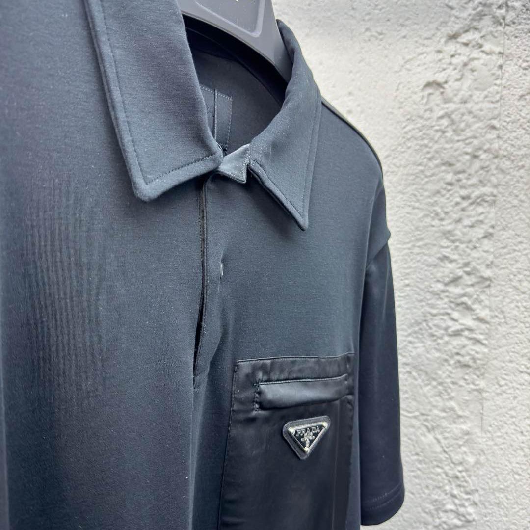 Prada Stretch Cotton Polo Shirt With Re-Nylon Details - DopestKickz