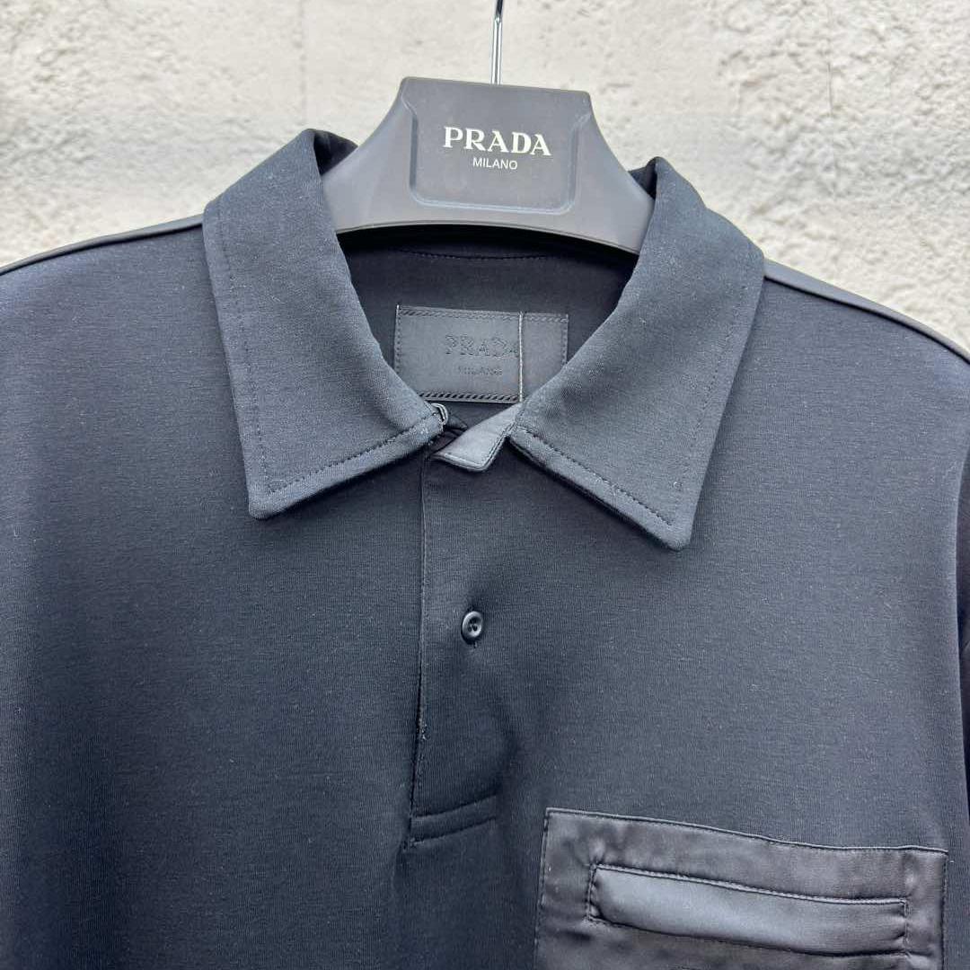 Prada Stretch Cotton Polo Shirt With Re-Nylon Details - DopestKickz