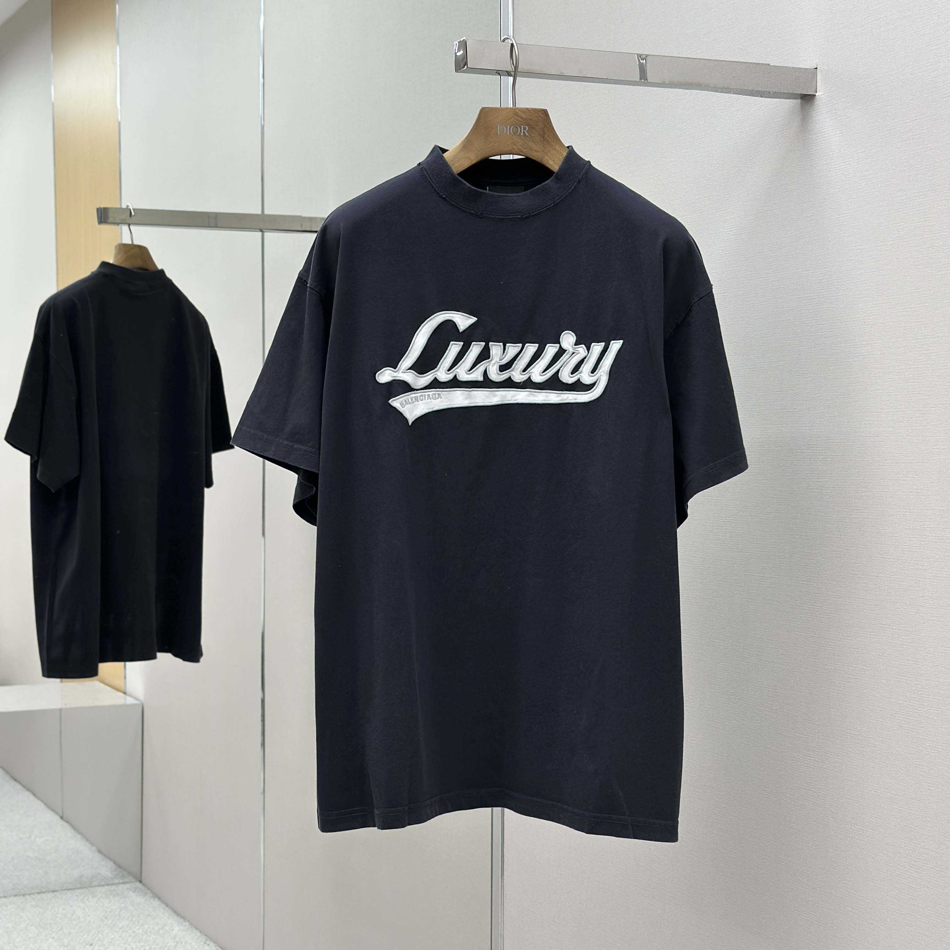 Balenciaga Luxury Script Oversized T-Shirt In Washed Black - DopestKickz