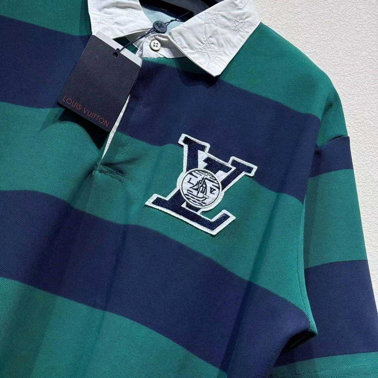 Louis Vuitton Striped Short-Sleeved Polo Shirt   1AIKIO - DopestKickz