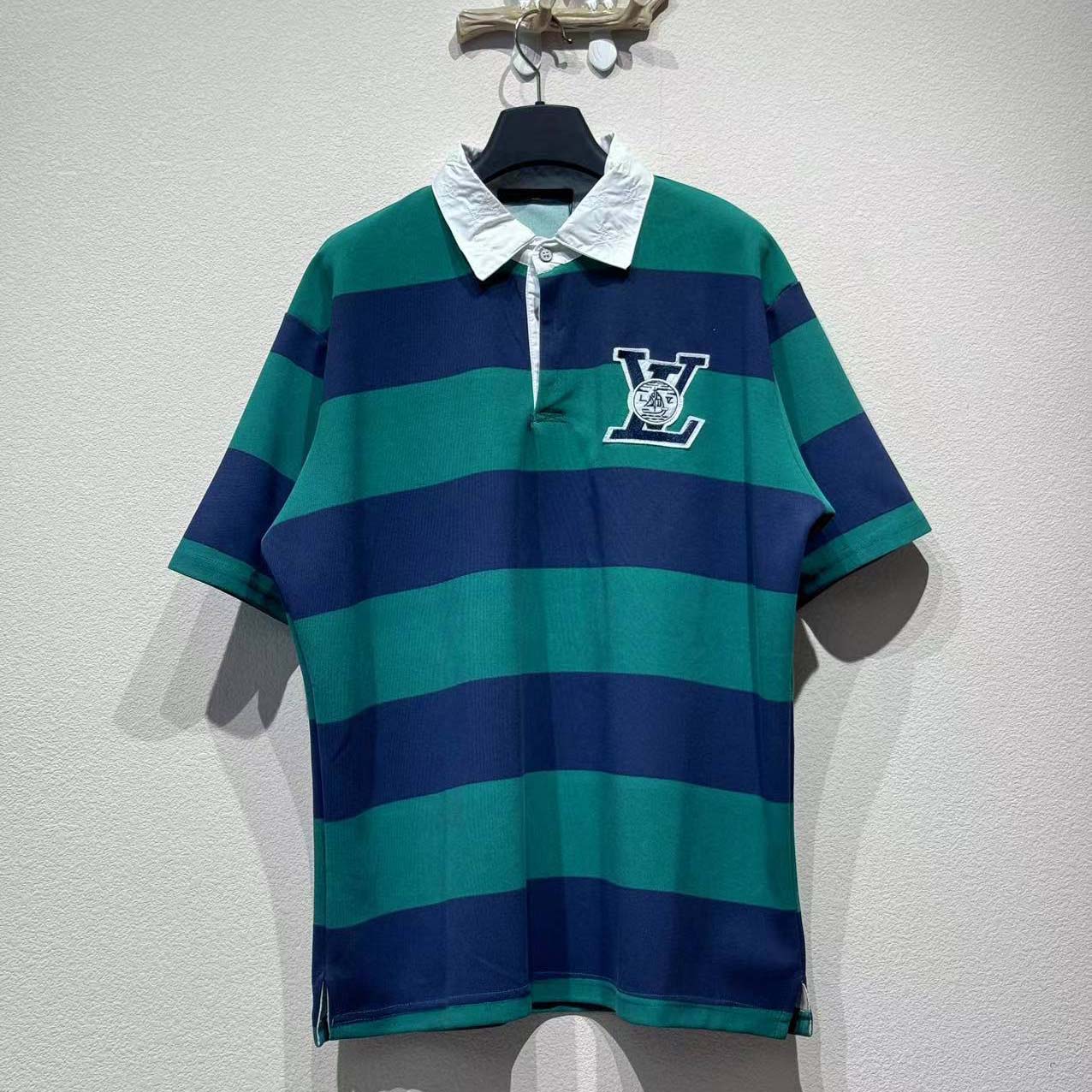 Louis Vuitton Striped Short-Sleeved Polo Shirt   1AIKIO - DopestKickz