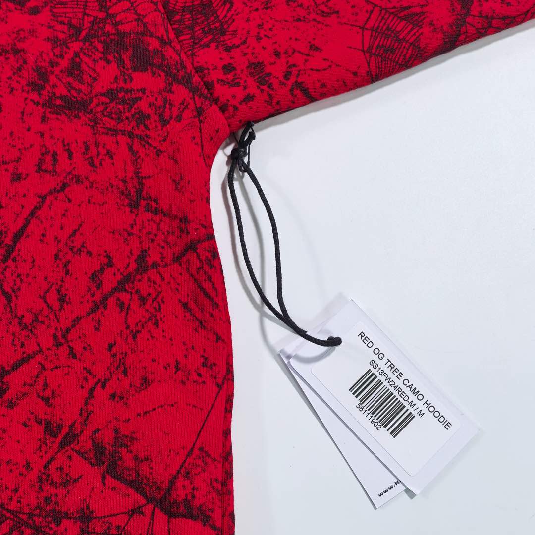 Sp5der OG Tree Camo Hoodie Red - DopestKickz