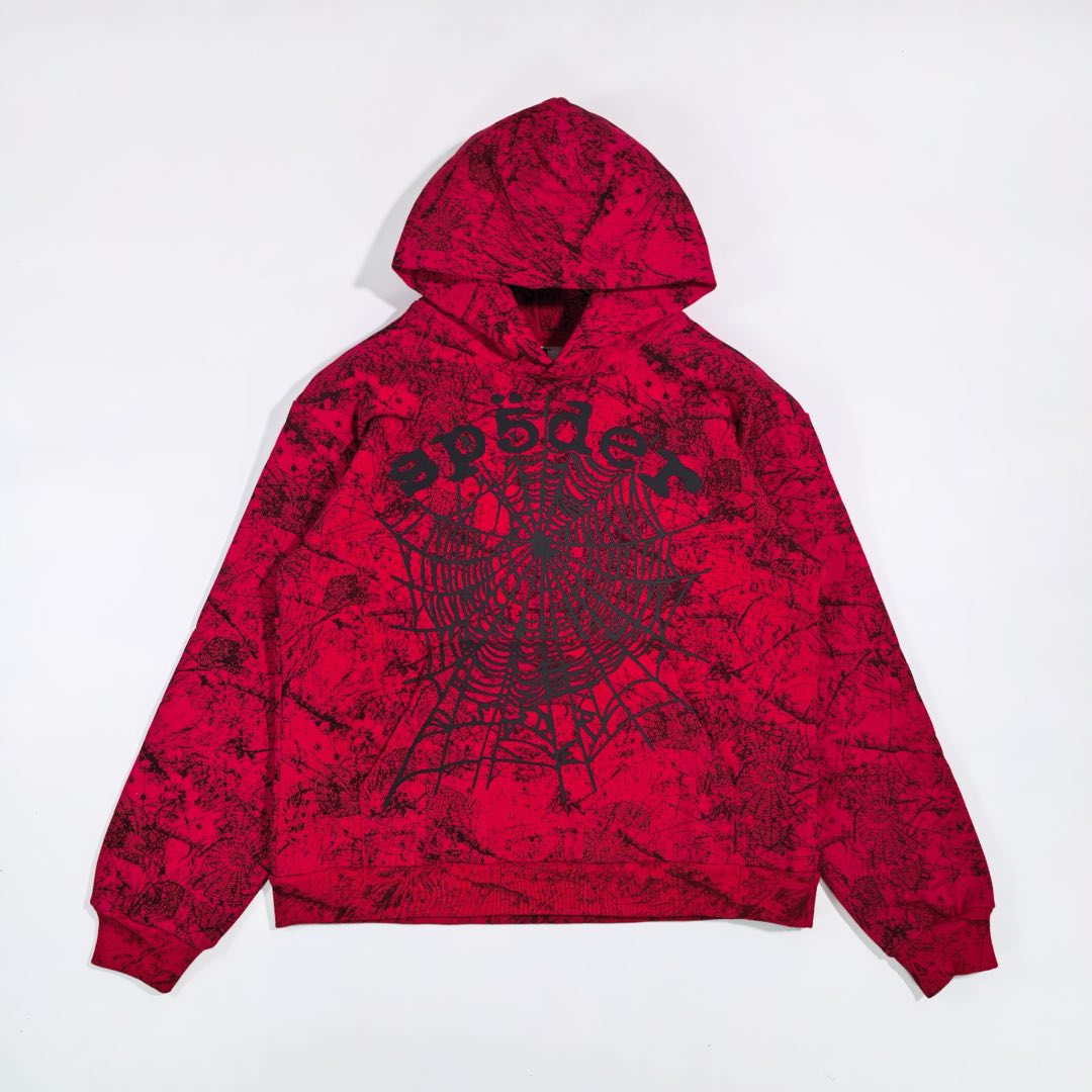 Sp5der OG Tree Camo Hoodie Red - DopestKickz