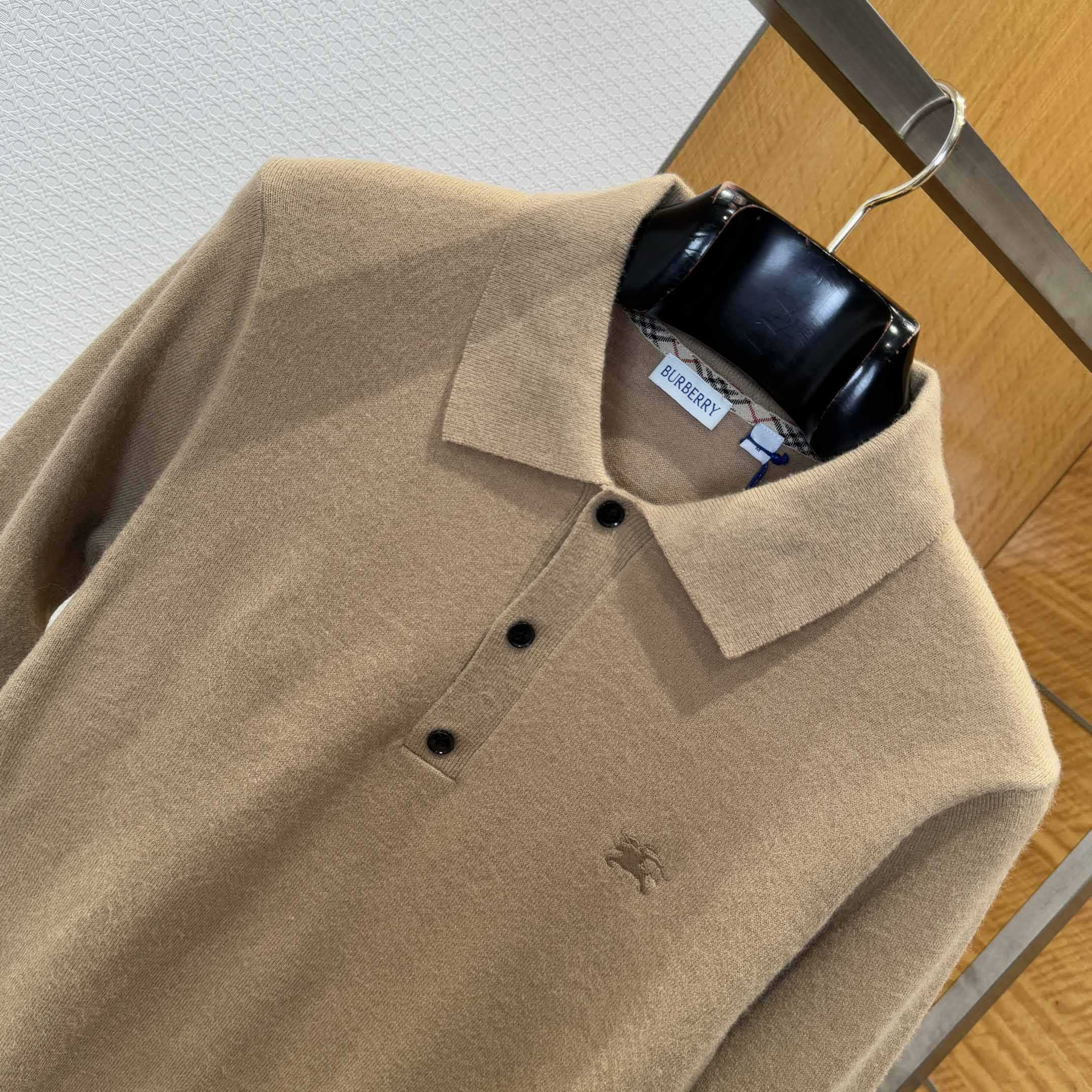 Burberry Long-sleeve Cashmere Blend Polo Shirt - DopestKickz