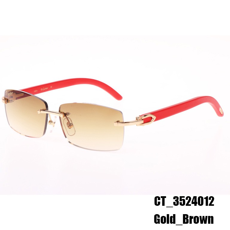 Cartier CT_3524012 Red Wood Sunglasses In Gold Brown - DopestKickz
