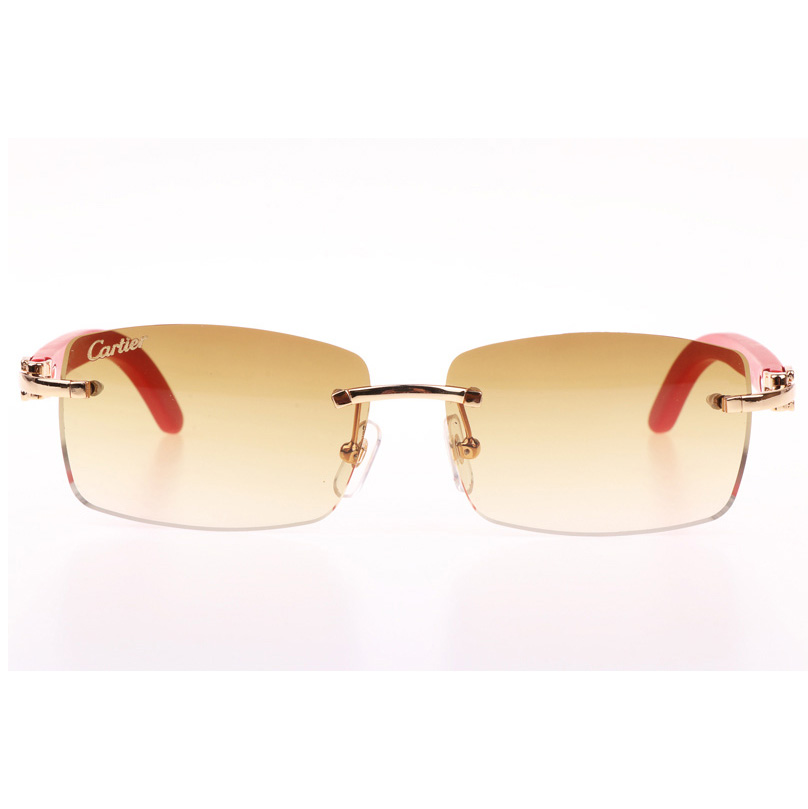 Cartier CT_3524012 Red Wood Sunglasses In Gold Brown - DopestKickz