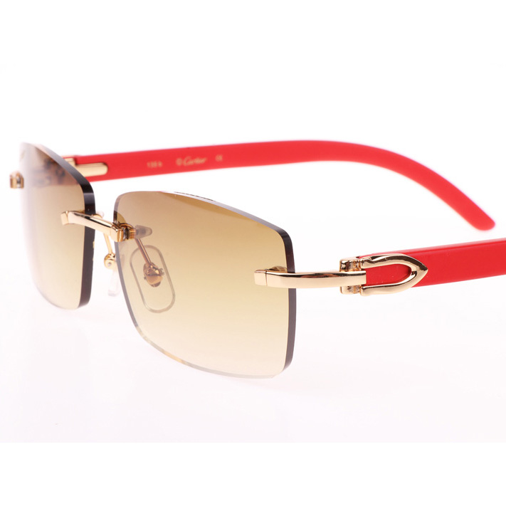 Cartier CT_3524012 Red Wood Sunglasses In Gold Brown - DopestKickz