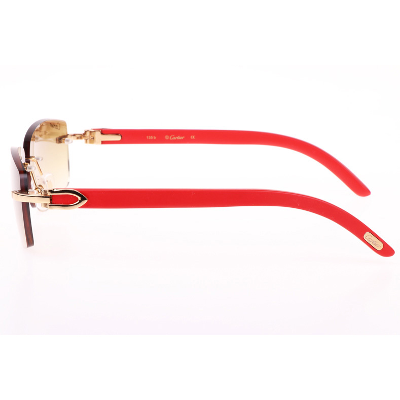Cartier CT_3524012 Red Wood Sunglasses In Gold Brown - DopestKickz