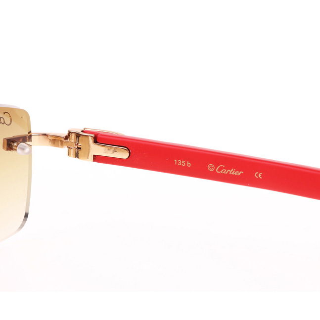 Cartier CT_3524012 Red Wood Sunglasses In Gold Brown - DopestKickz