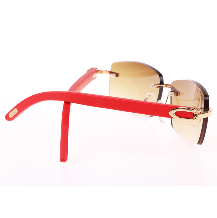 Cartier CT_3524012 Red Wood Sunglasses In Gold Brown - DopestKickz