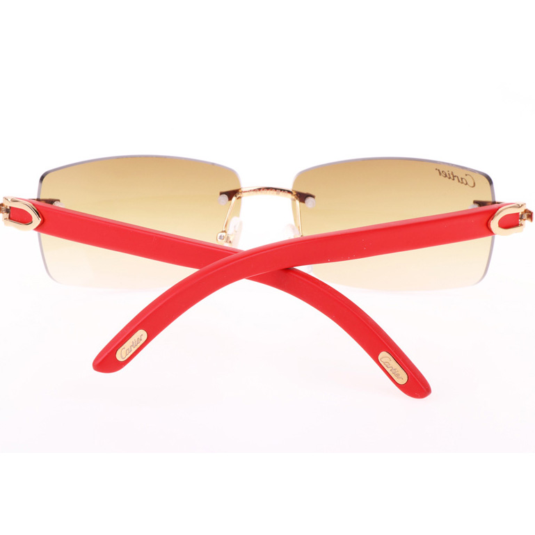 Cartier CT_3524012 Red Wood Sunglasses In Gold Brown - DopestKickz