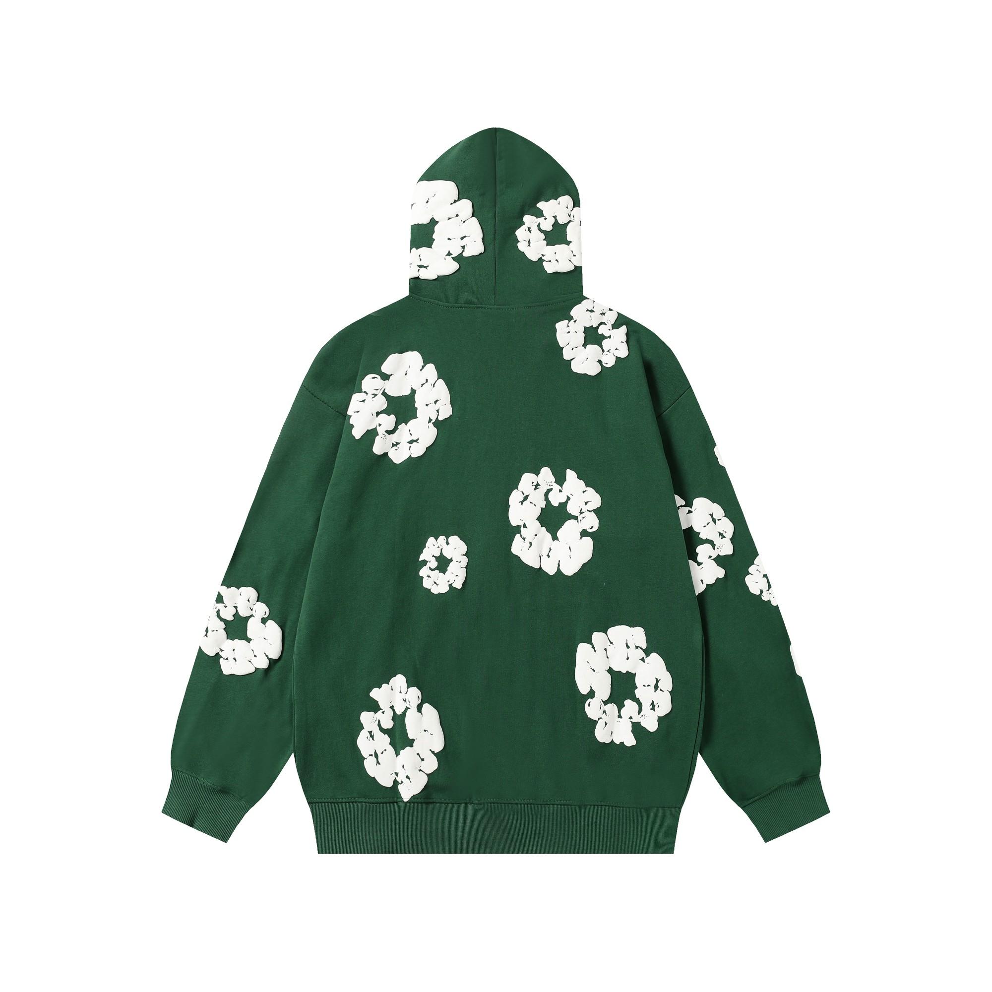 Denim Tears Cotton Wreath Zip Hoodie Green - DopestKickz