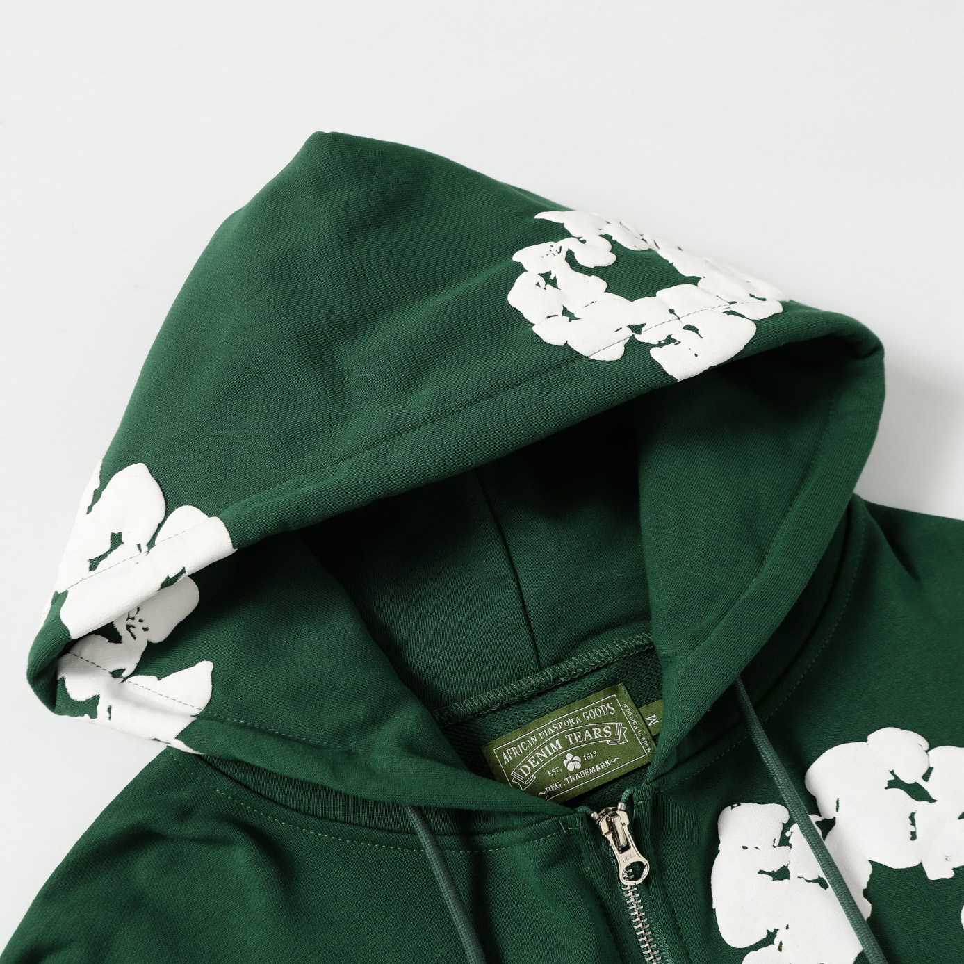 Denim Tears Cotton Wreath Zip Hoodie Green - DopestKickz