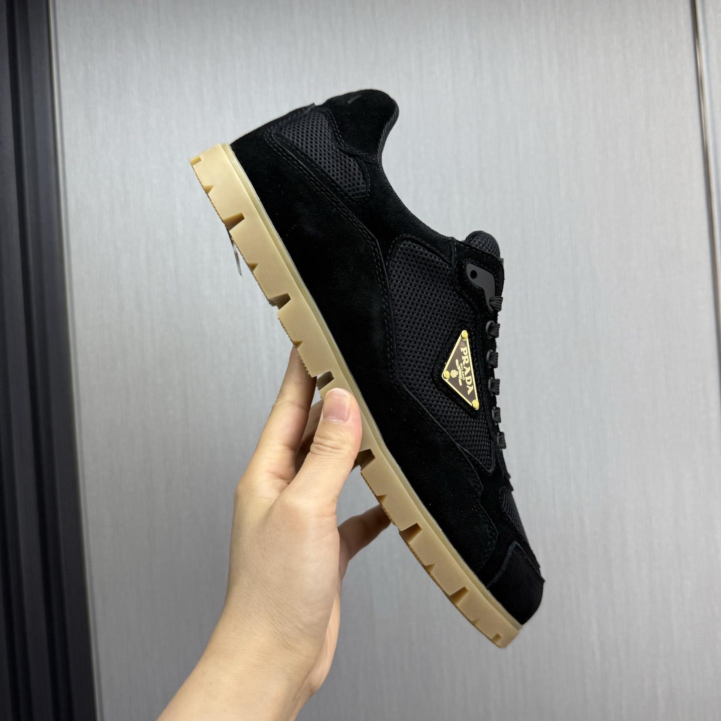 Prada Trail Mesh Fabric And Suede Sneakers - DopestKickz