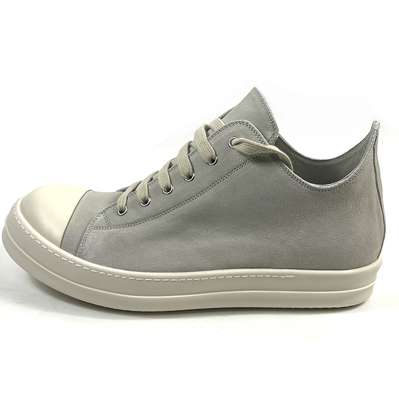 Rick Owens Low Tops Grey Suede Shoes - DopestKickz