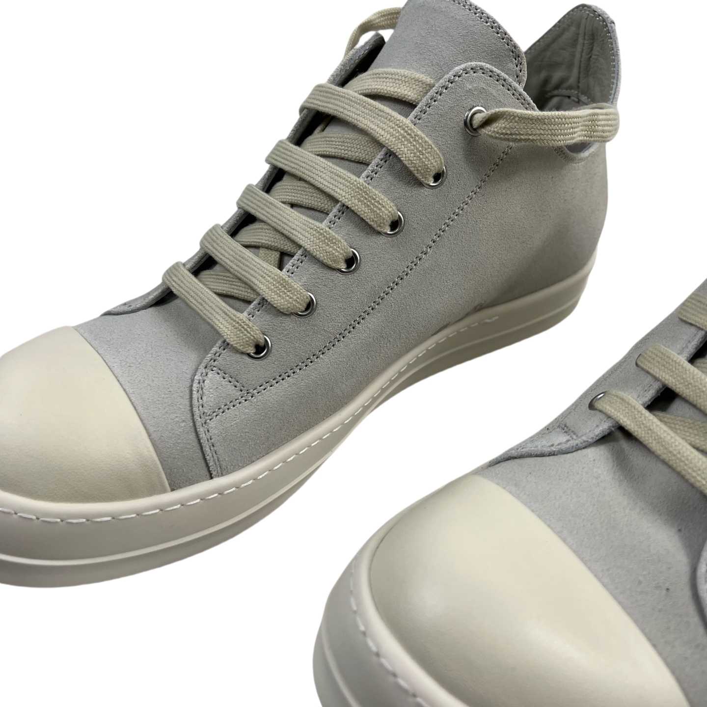 Rick Owens Low Tops Grey Suede Shoes - DopestKickz