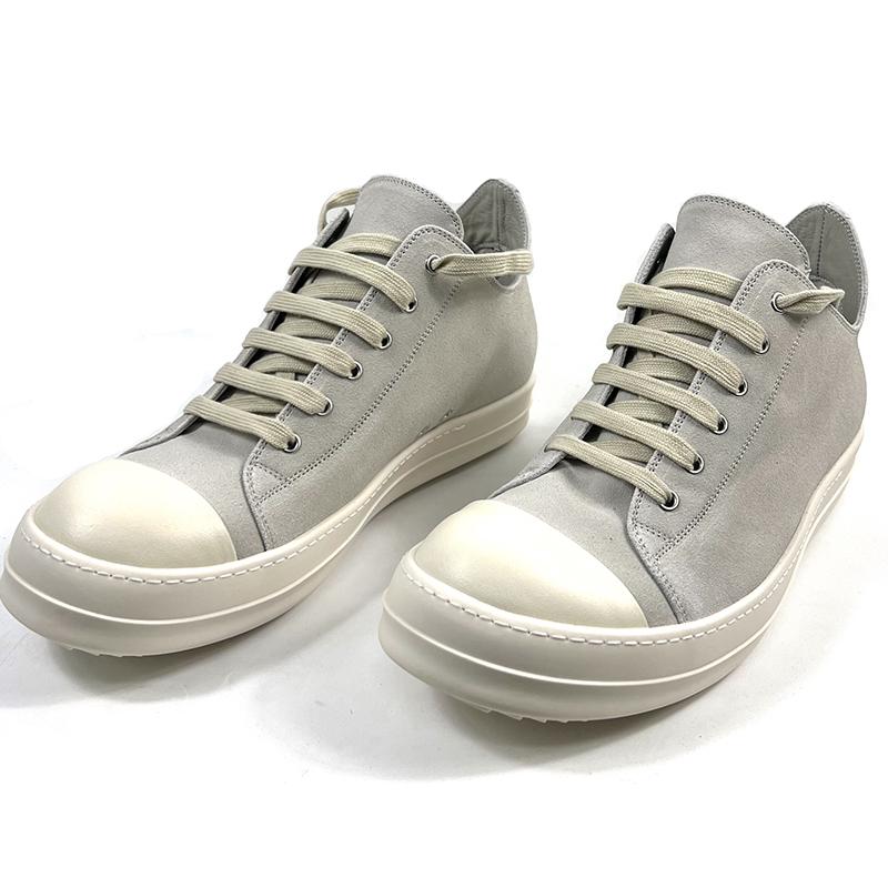 Rick Owens Low Tops Grey Suede Shoes - DopestKickz