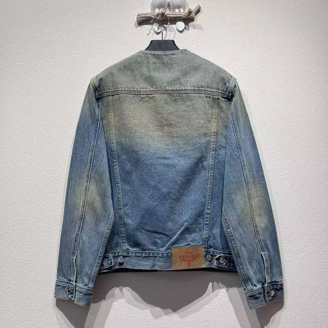 Prada Triangle-logo Denim Blouson Jacket - DopestKickz