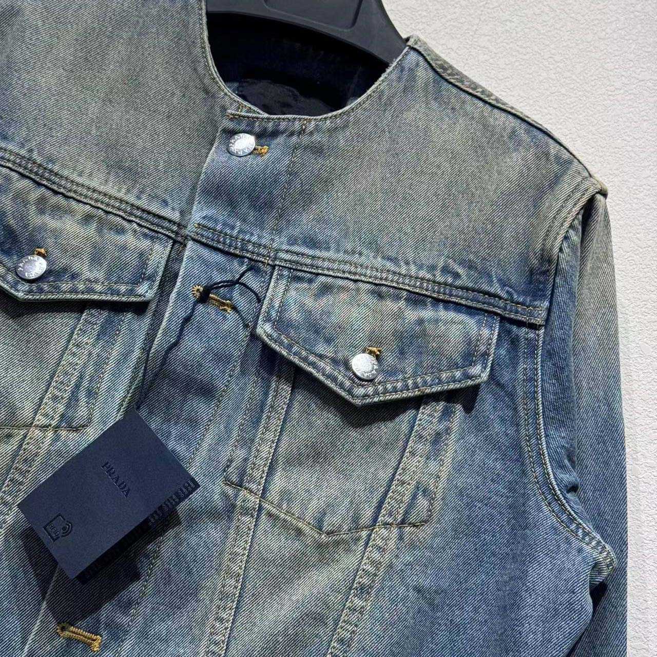 Prada Triangle-logo Denim Blouson Jacket - DopestKickz